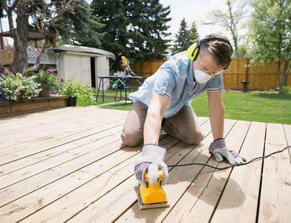 backyard deck ideas on a budget - Refinished Deck