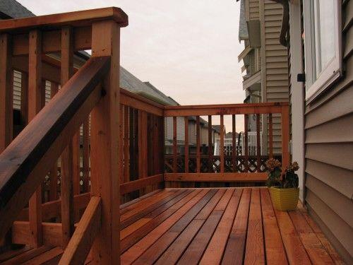 backyard deck ideas on a budget - Stained Deck and Installed Railings