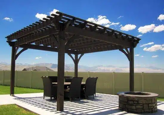 backyard deck ideas on a budget - Fire Pit and Pergola