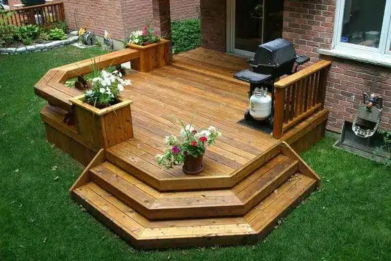 backyard deck ideas on a budget - Tiered-wood Deck