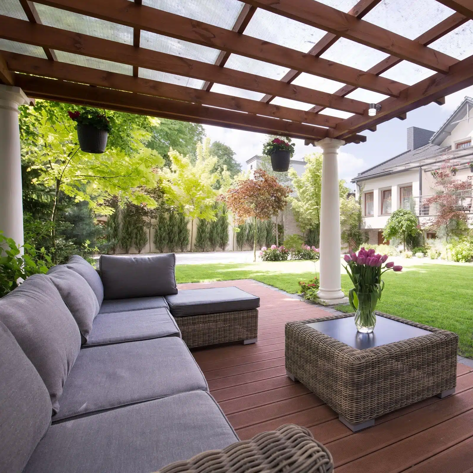 Deck Improvement Ideas with sofas and polycarbonate sheet
