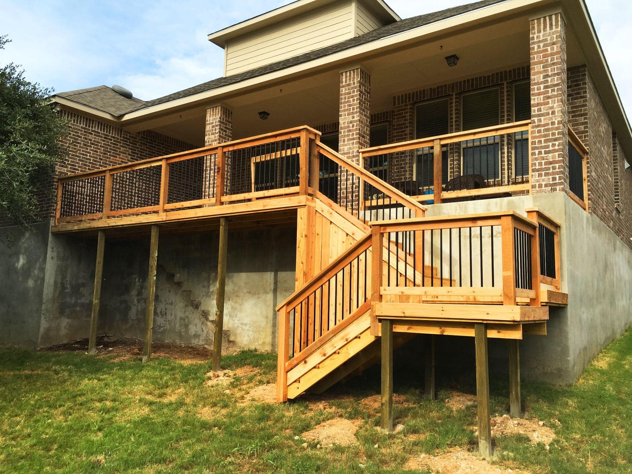 Composite Decking stairs with lights in San Antonio