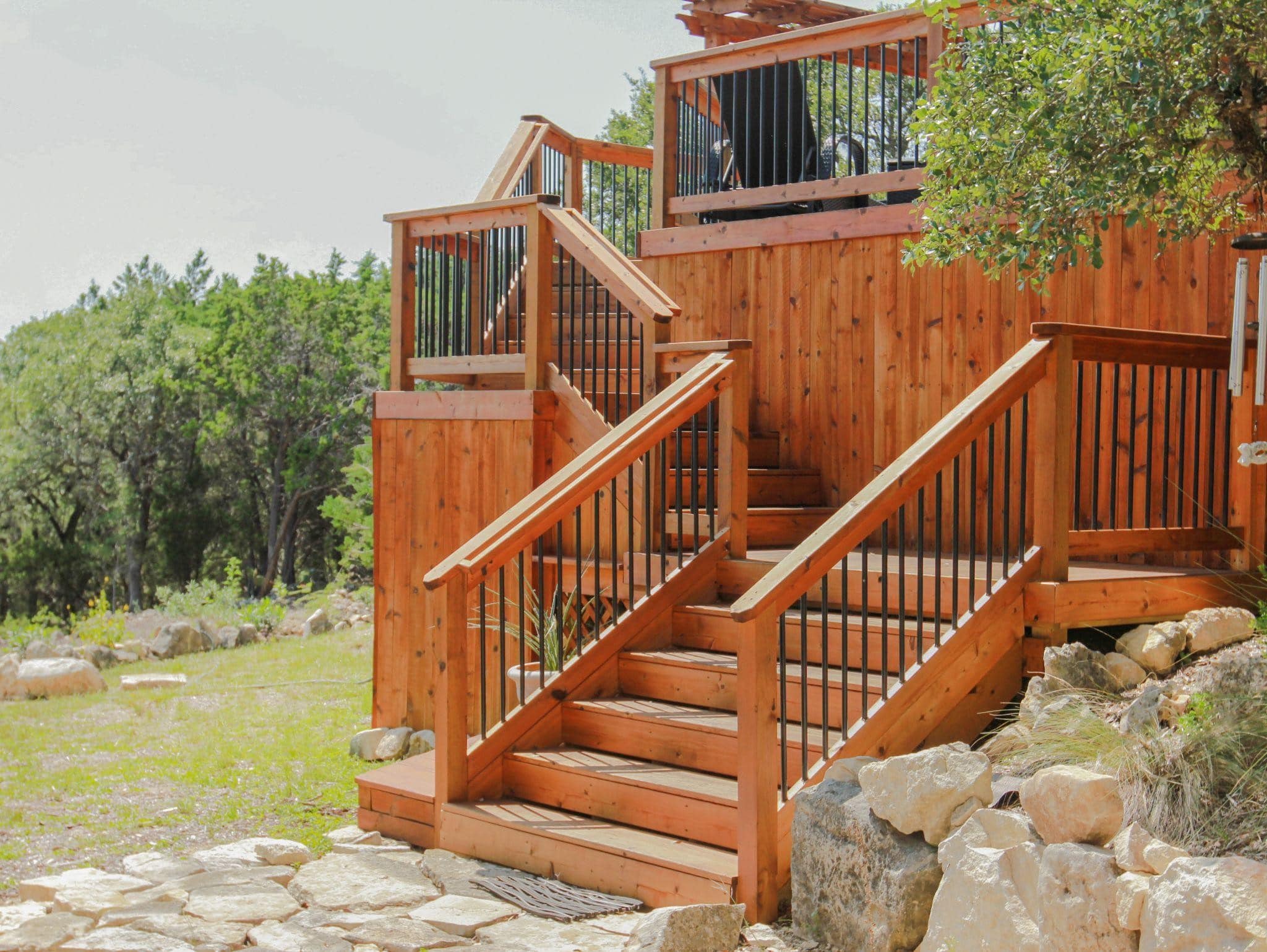 Composite Decking stairs with lights in San Antonio