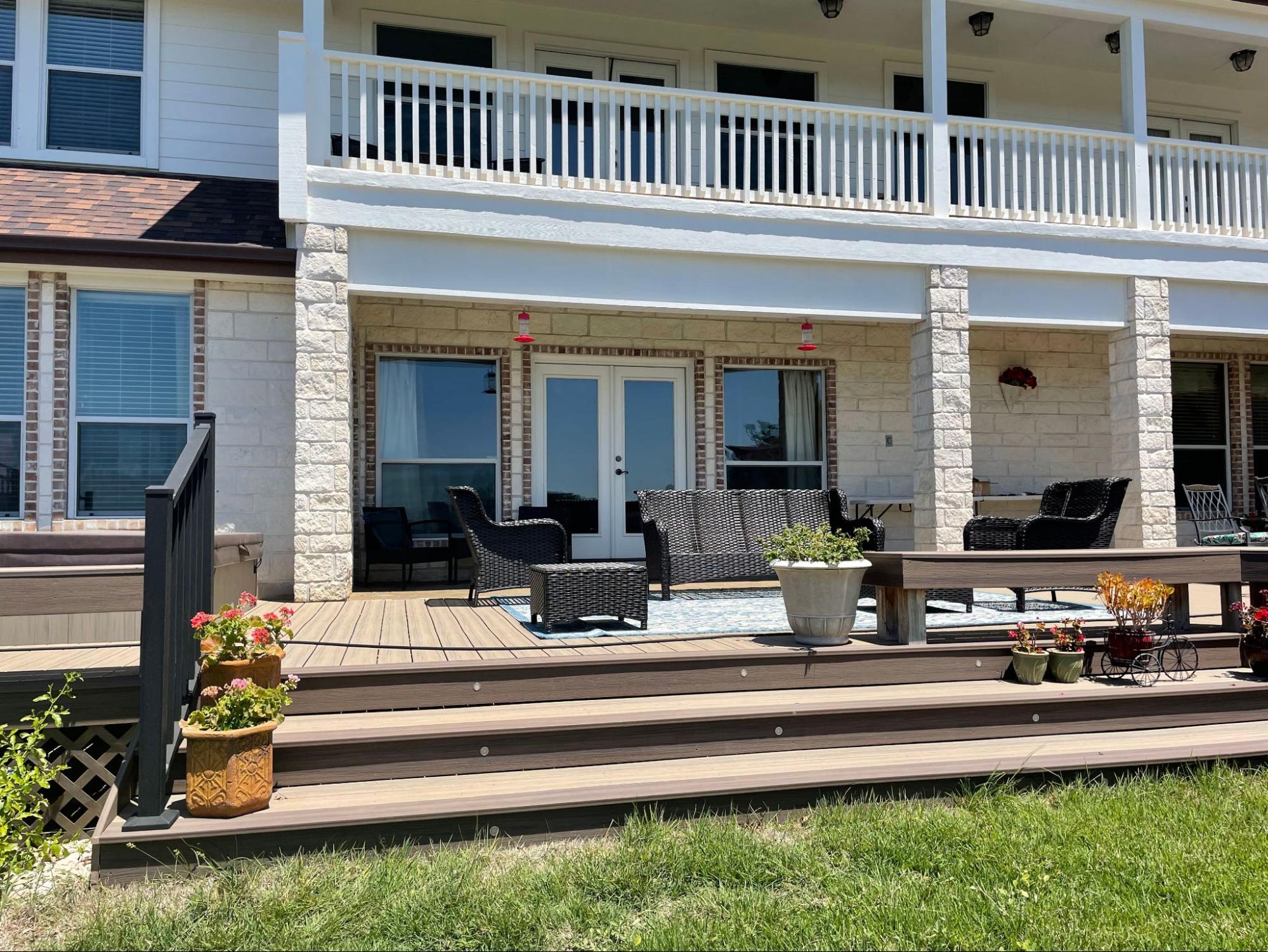 Composite Decking stairs with lights in San Antonio